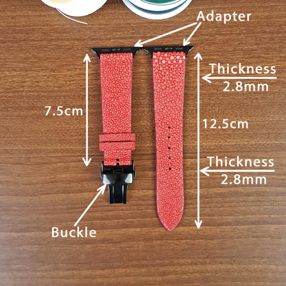 Genuine Red Stingray Leather Apple Watch Band