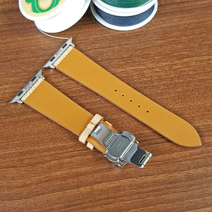 Custom Yellow Stingray Leather Apple Watch Band