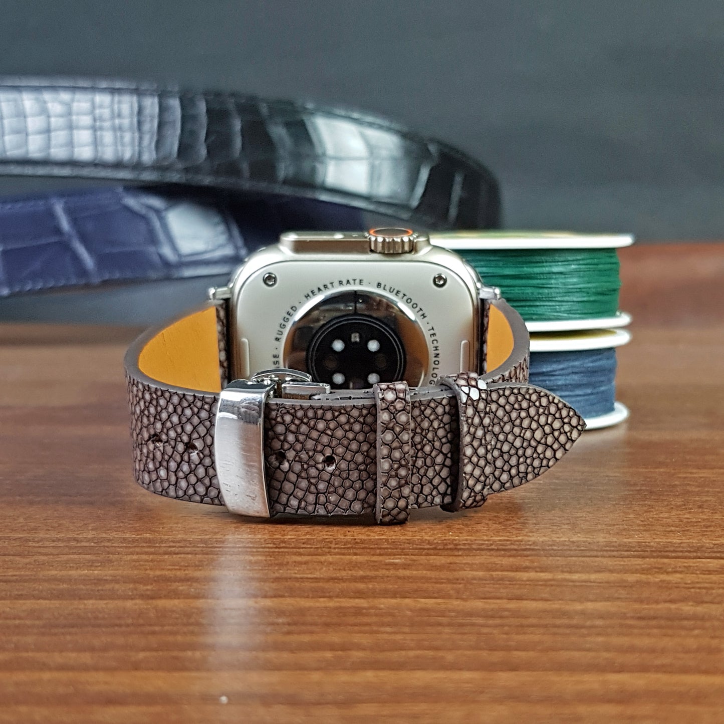 Handmade Brown Stingray Leather Apple Watch Band