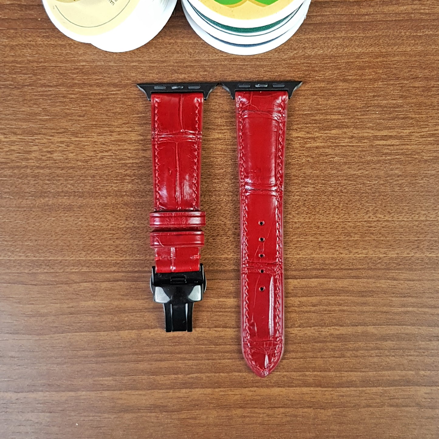 Handmade Red Alligator Leather Apple Watch Band