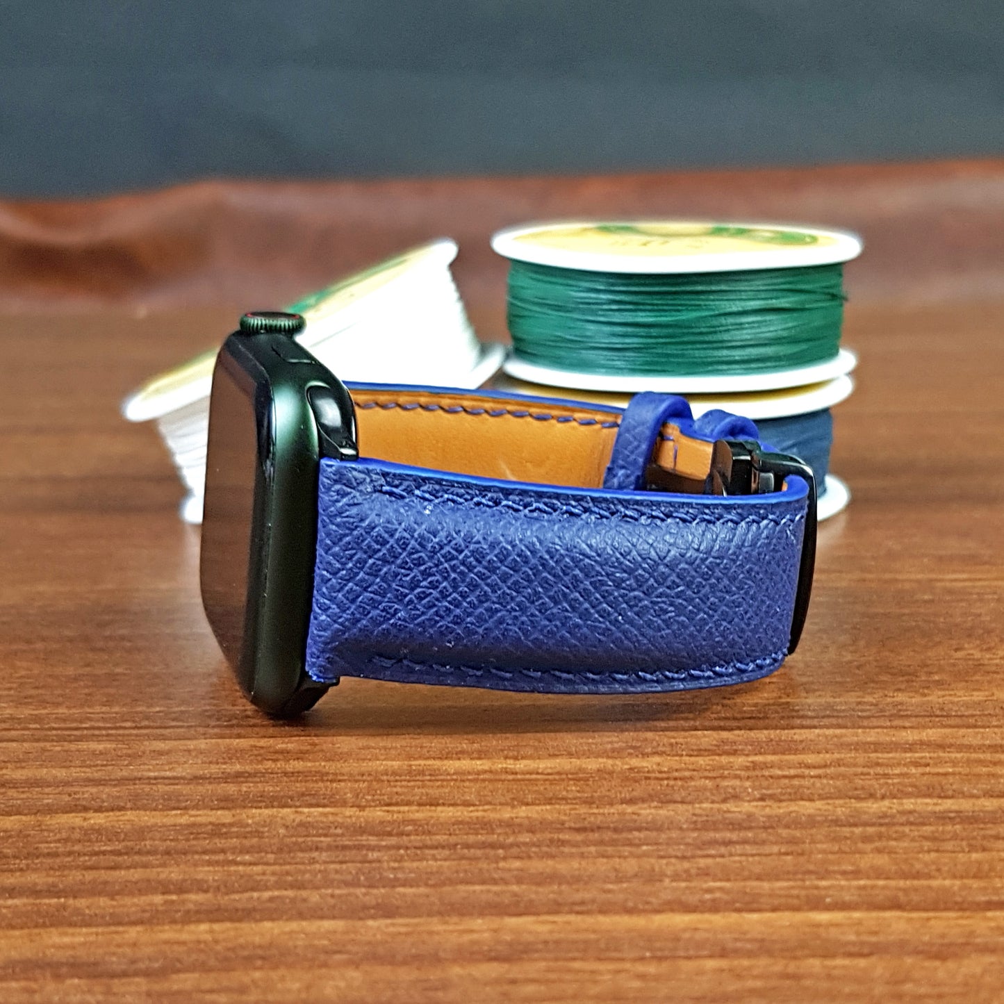 Custom Full Grain Leather Blue Epsom Apple Watch Band