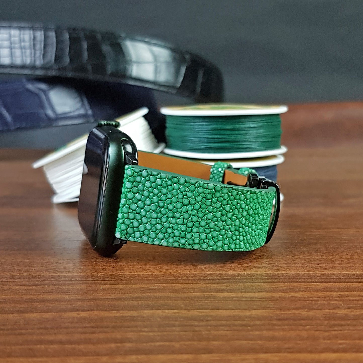 Green Stingray Leather Apple Watch Band