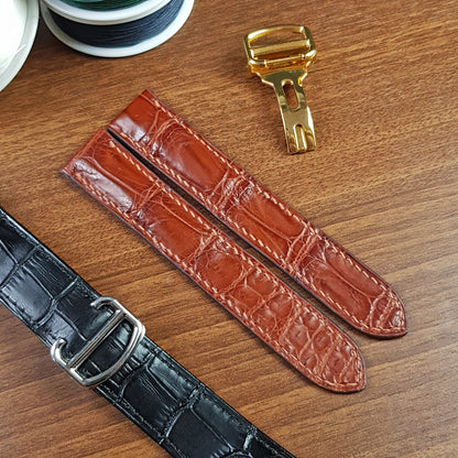 Reddish Brown Alligator Leather Cartier Watch Strap