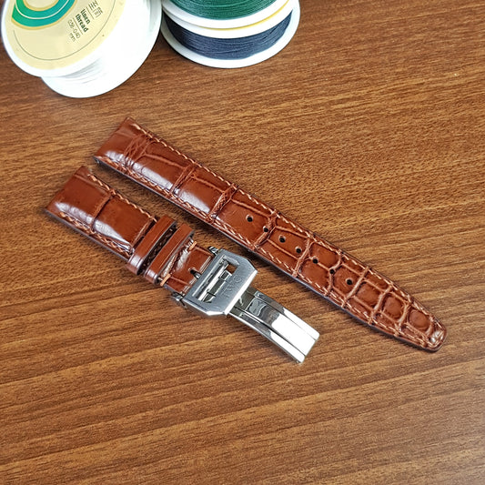 Reddish Brown Genuine Alligator Leather IWC Watch Strap