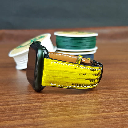 Custom Yellow Lizard Leather Apple Watch Band