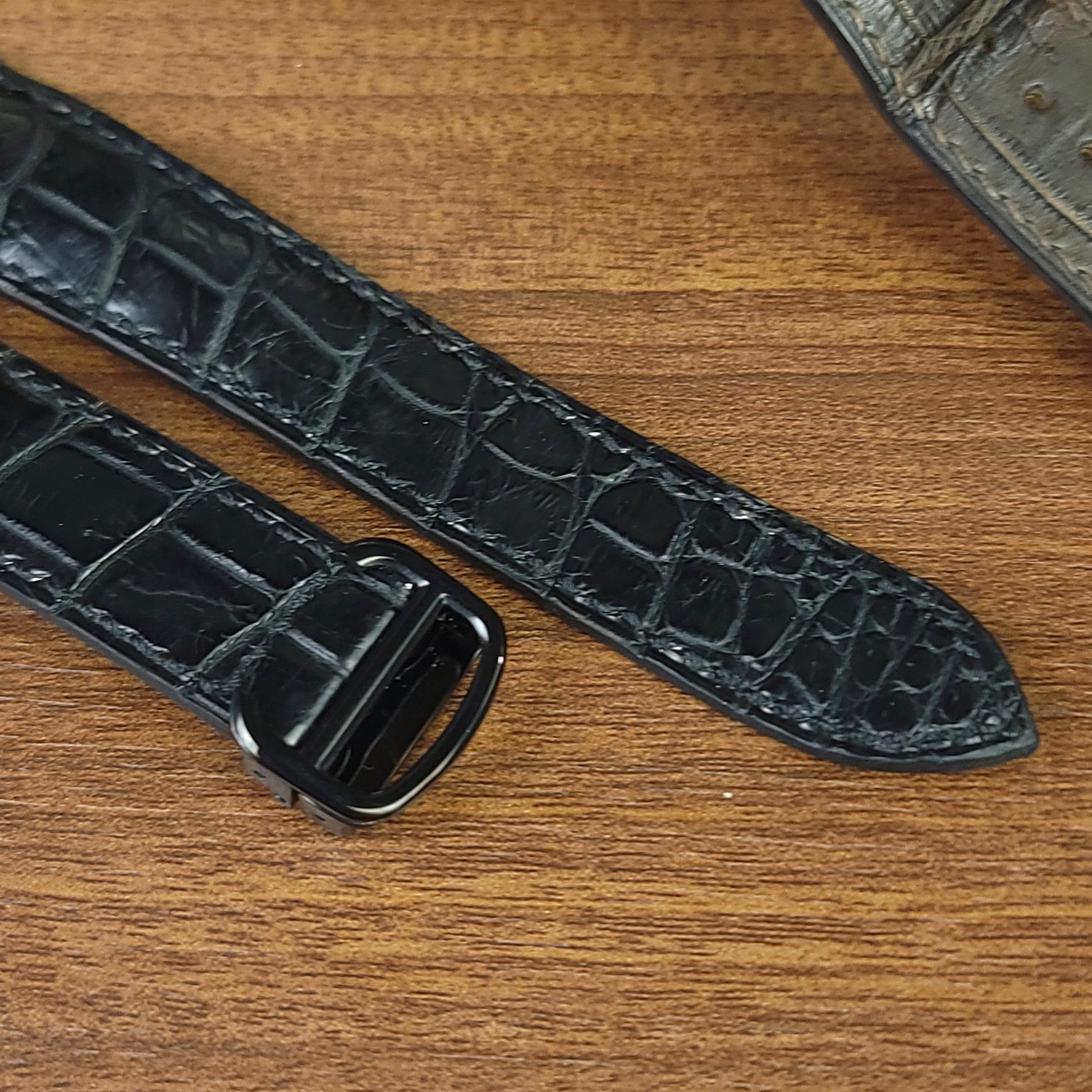 Black Genuine Alligator Leather Cartier Watch Strap - PVMH Leather