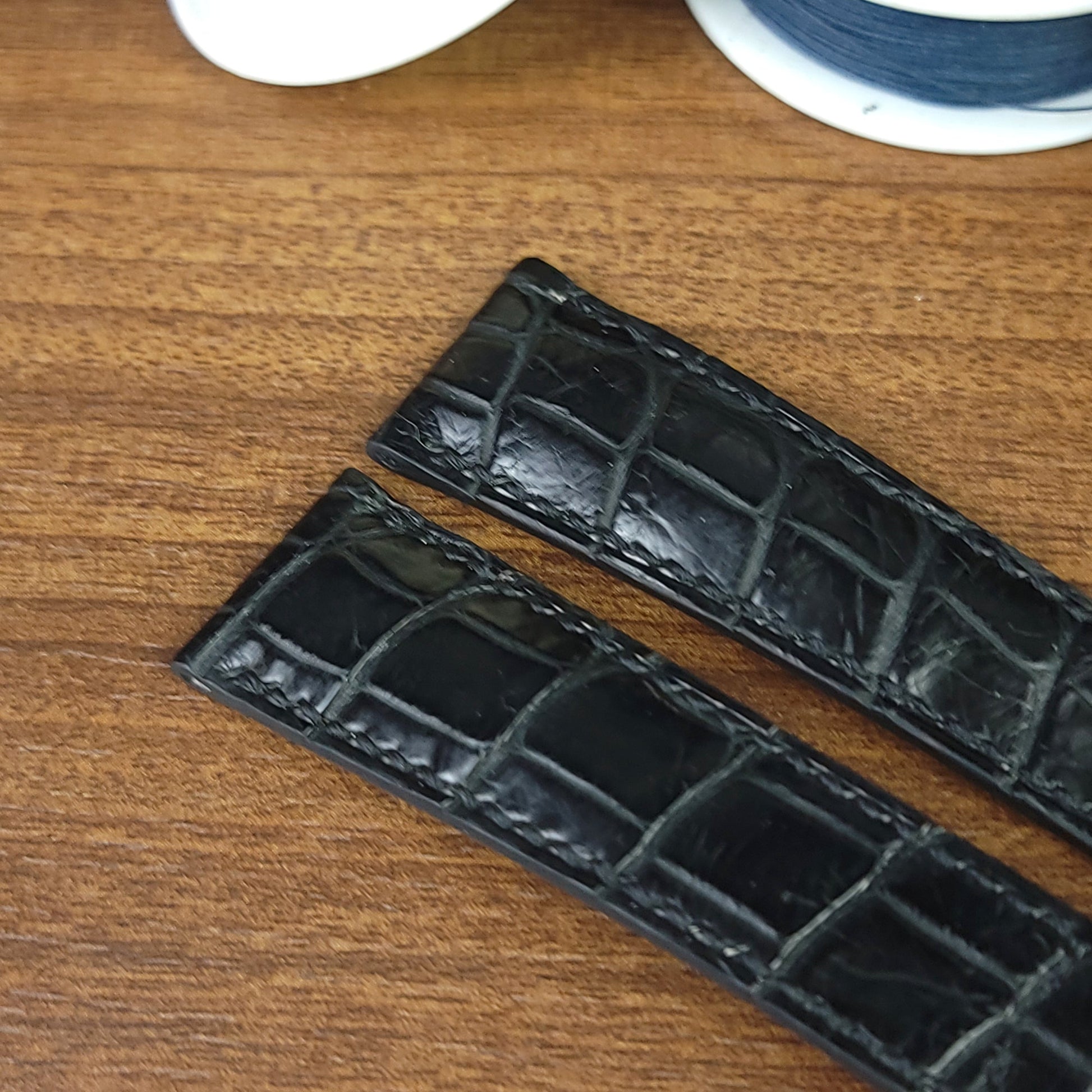 Black Genuine Alligator Leather Cartier Watch Strap - PVMH Leather