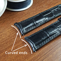 Black Genuine Alligator Leather Curved End Watch Straps - PVMH Leather