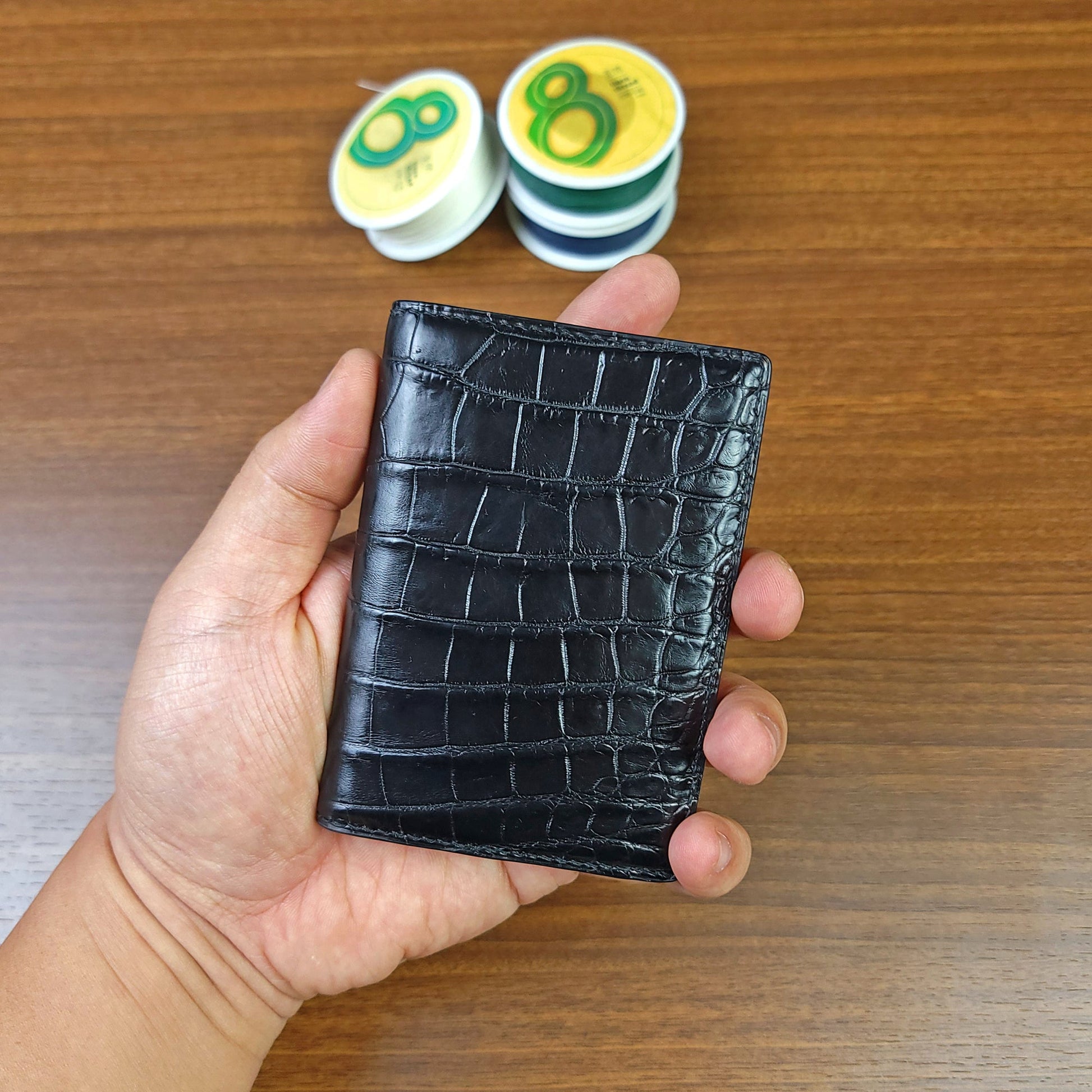 Black Genuine Alligator Leather Luxury Card Holder - PVMH Leather