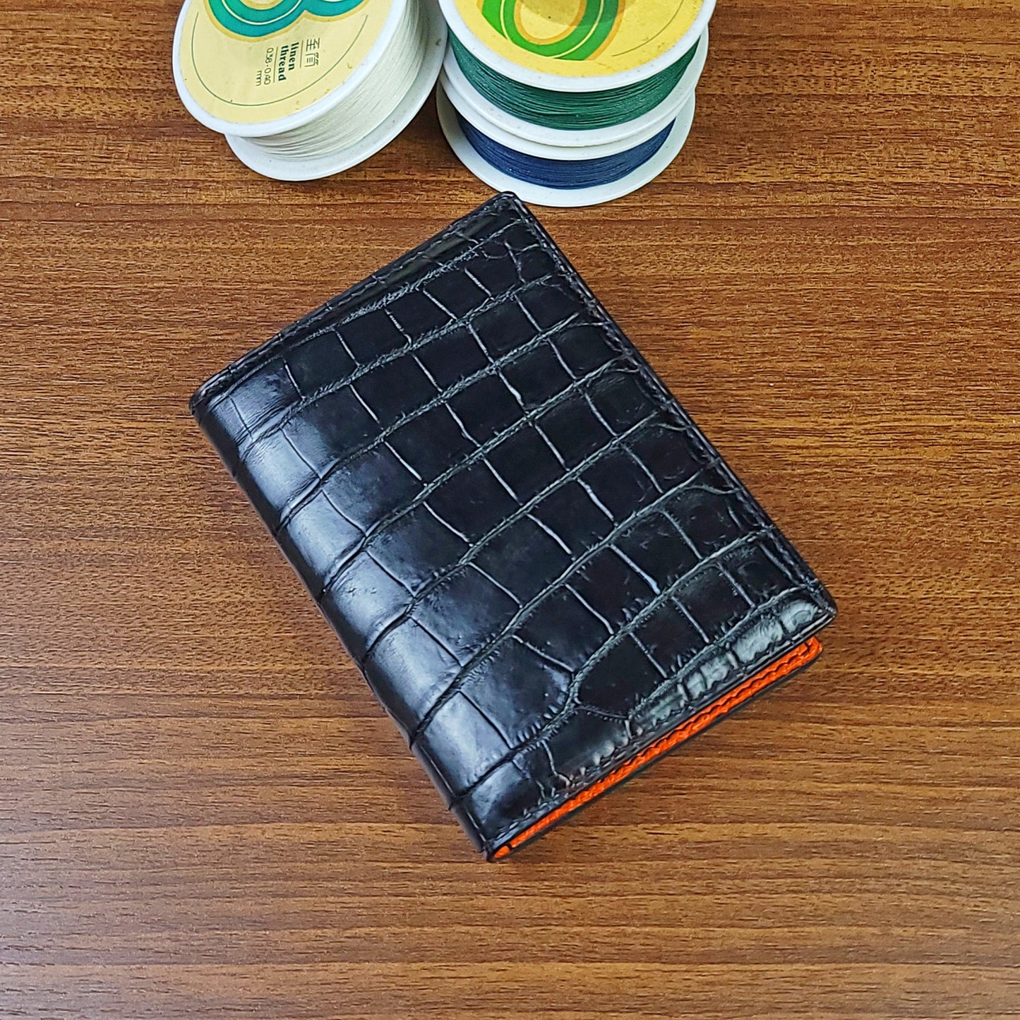 Black Genuine Alligator Leather Luxury Card Holder - PVMH Leather