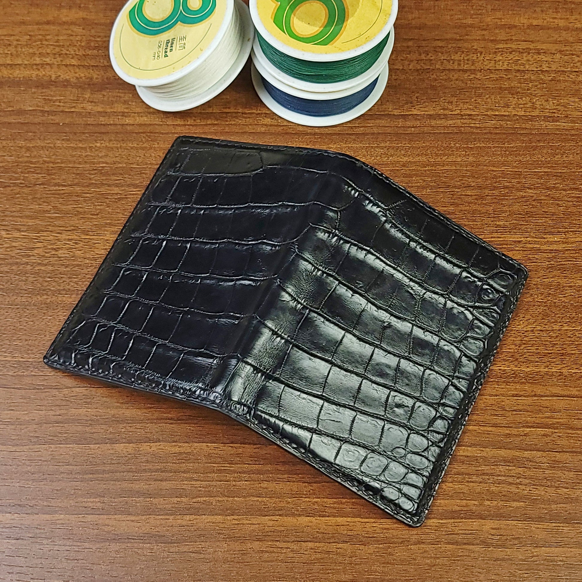 Black Genuine Alligator Leather Luxury Card Holder - PVMH Leather