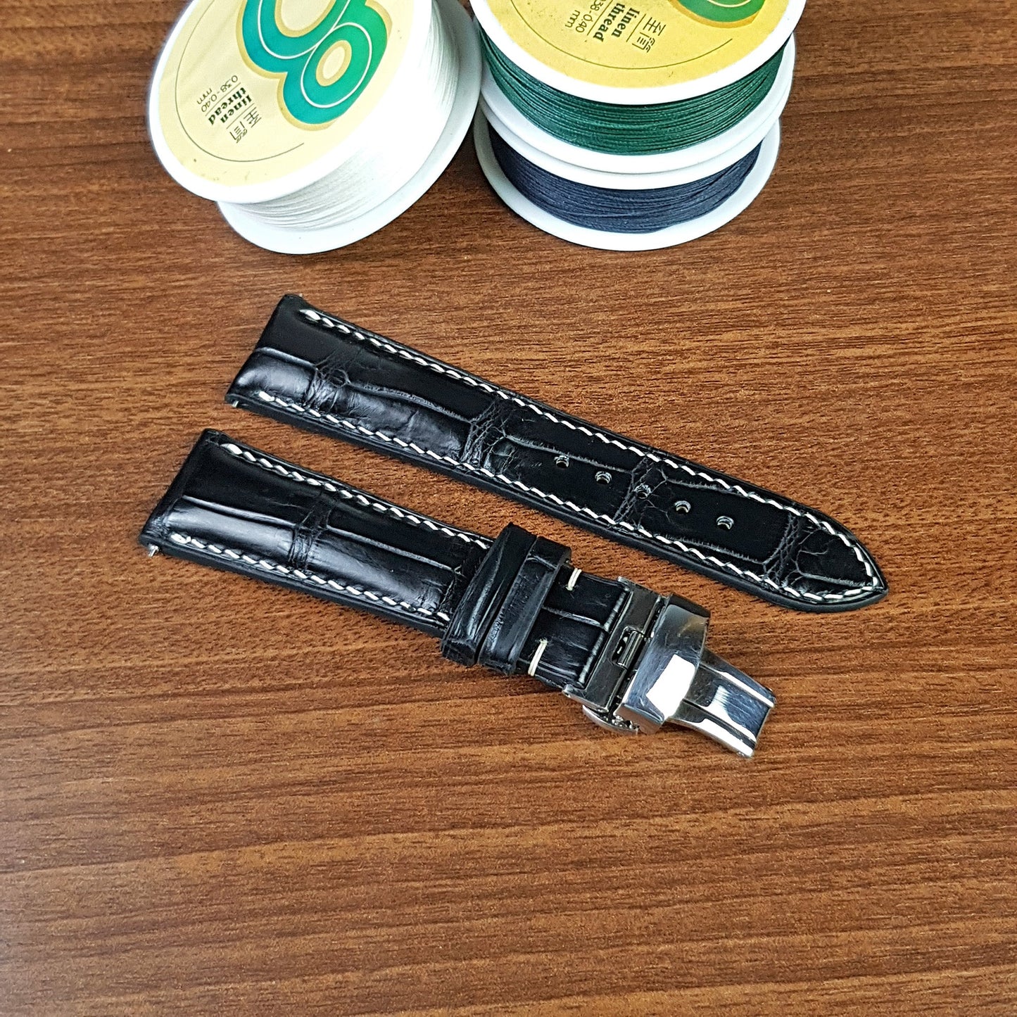 Black Genuine Alligator Leather Watch Straps - PVMH Leather