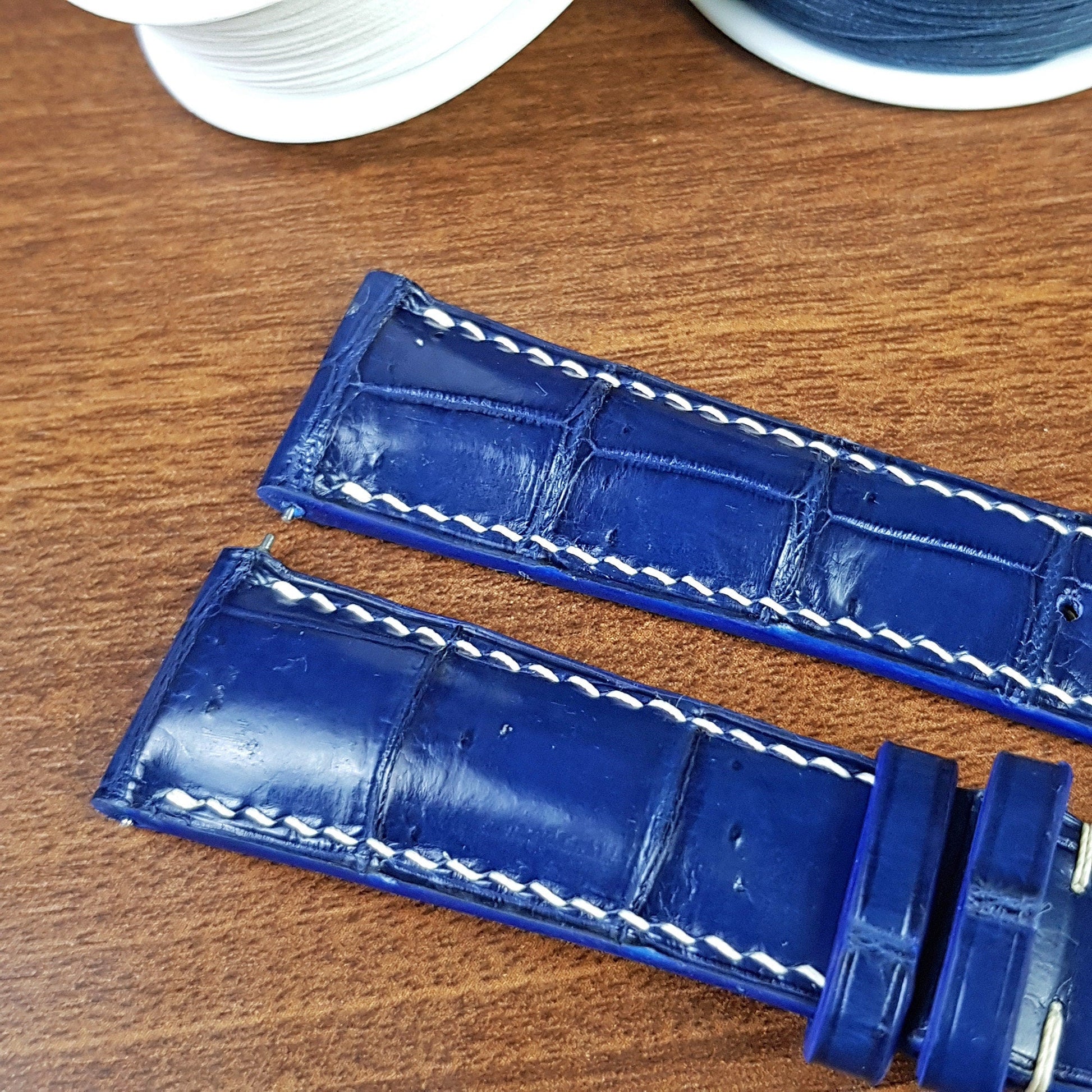 Blue Genuine Alligator Leather Watch Strap - PVMH Leather