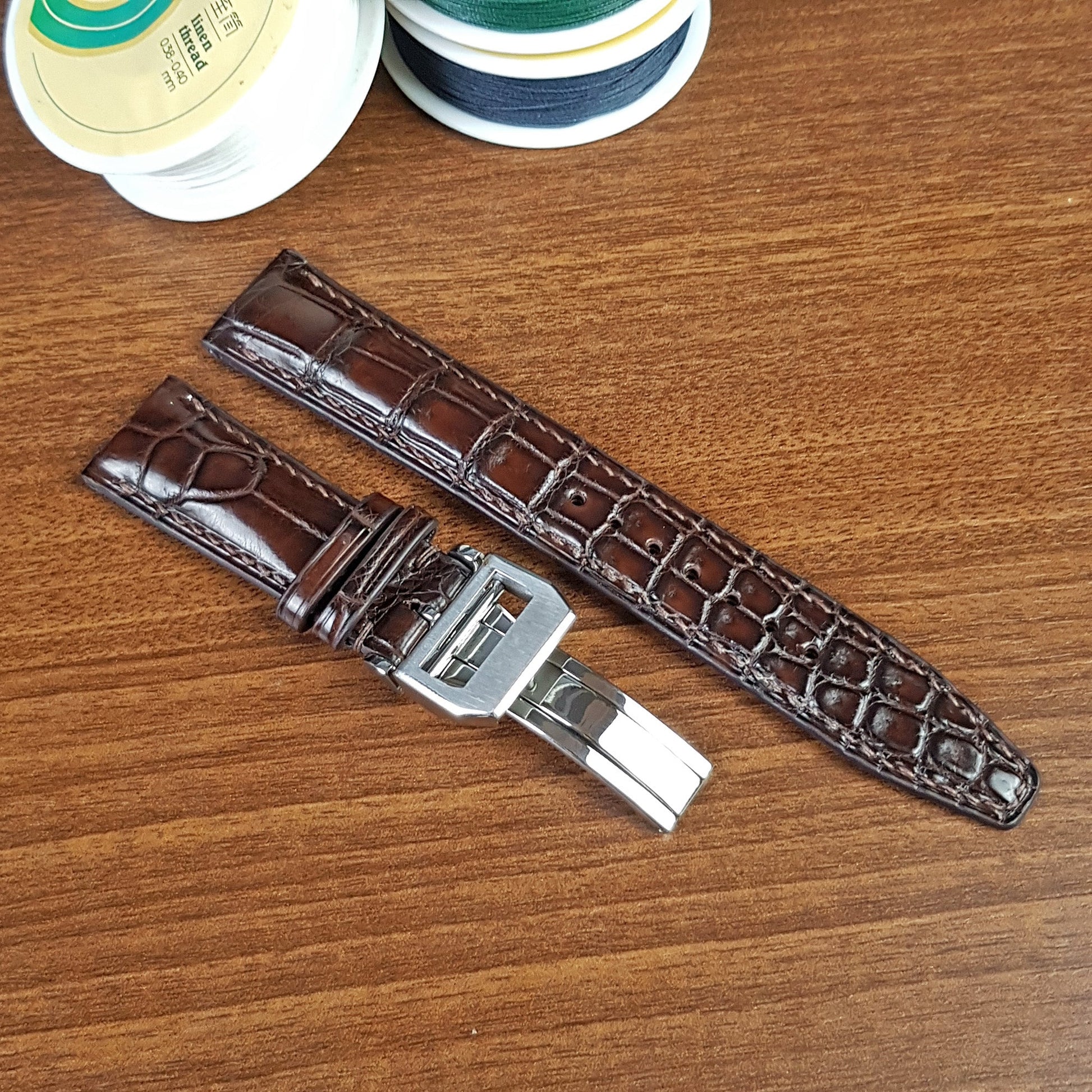 Brown Genuine Alligator Leather IWC Watch Straps - PVMH Leather