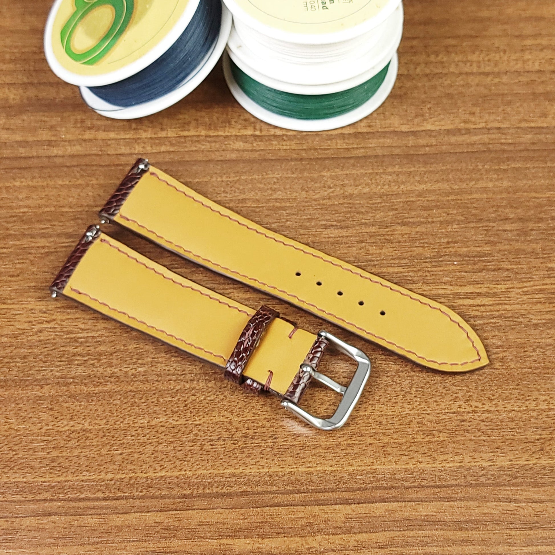 Brown Genuine Ostrich Leather Watch Straps - PVMH Leather