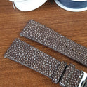 Brown Stingray Leather Watch Strap Quick Release Spring Bars - PVMH Leather