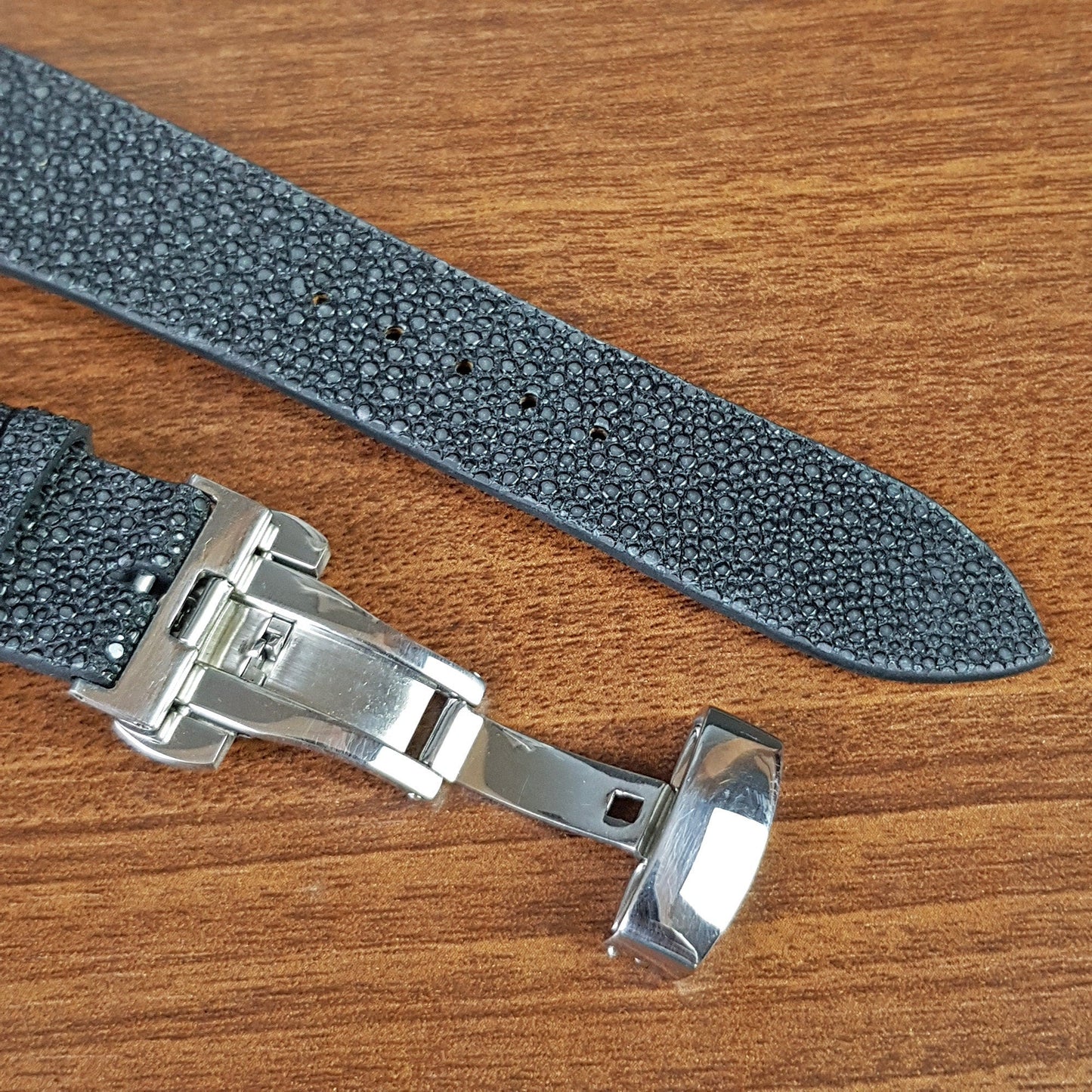 Custom Black Stingray Leather Watch Strap - PVMH Leather