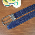 Custom Blue Genuine Alligator Leather Belts With Buckle - PVMH Leather