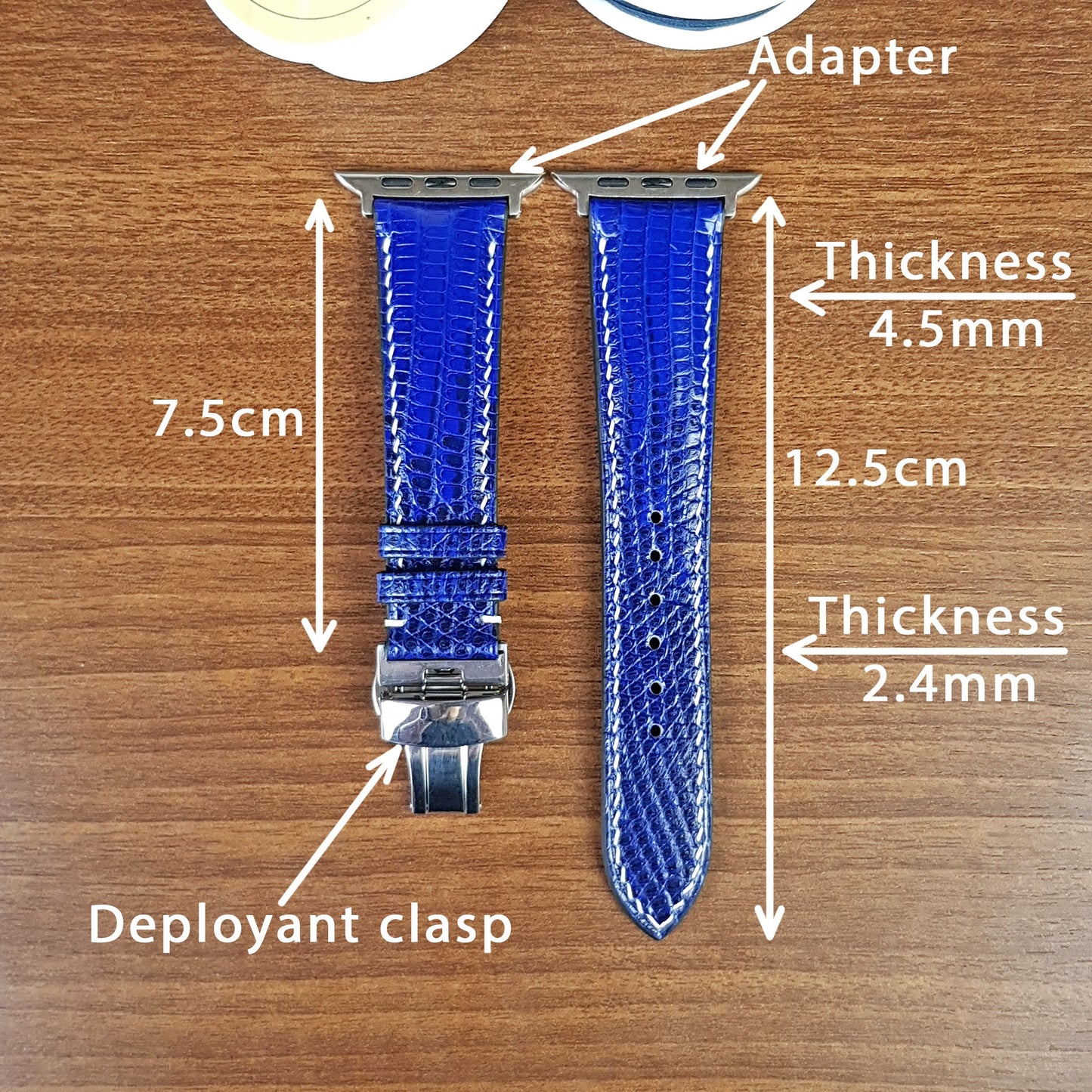 Custom Blue Lizard Leather Apple Watch Ultra Bands - PVMH Leather