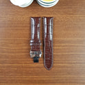 Custom Brown Alligator Leather Curved End Watch Strap Quick Release Spring Bars - PVMH Leather