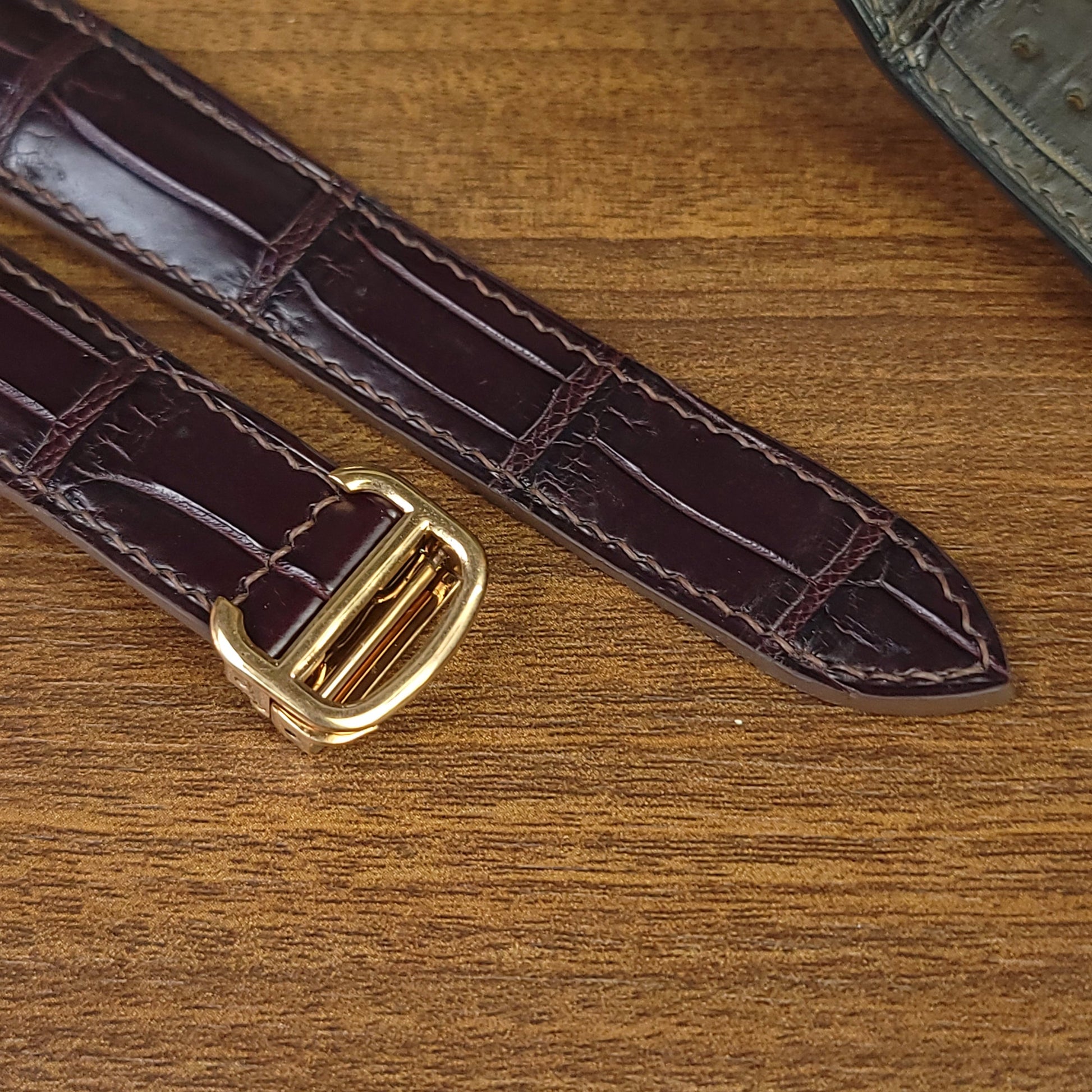 Custom Brown Genuine Alligator Leather Cartier Watch Strap - PVMH Leather