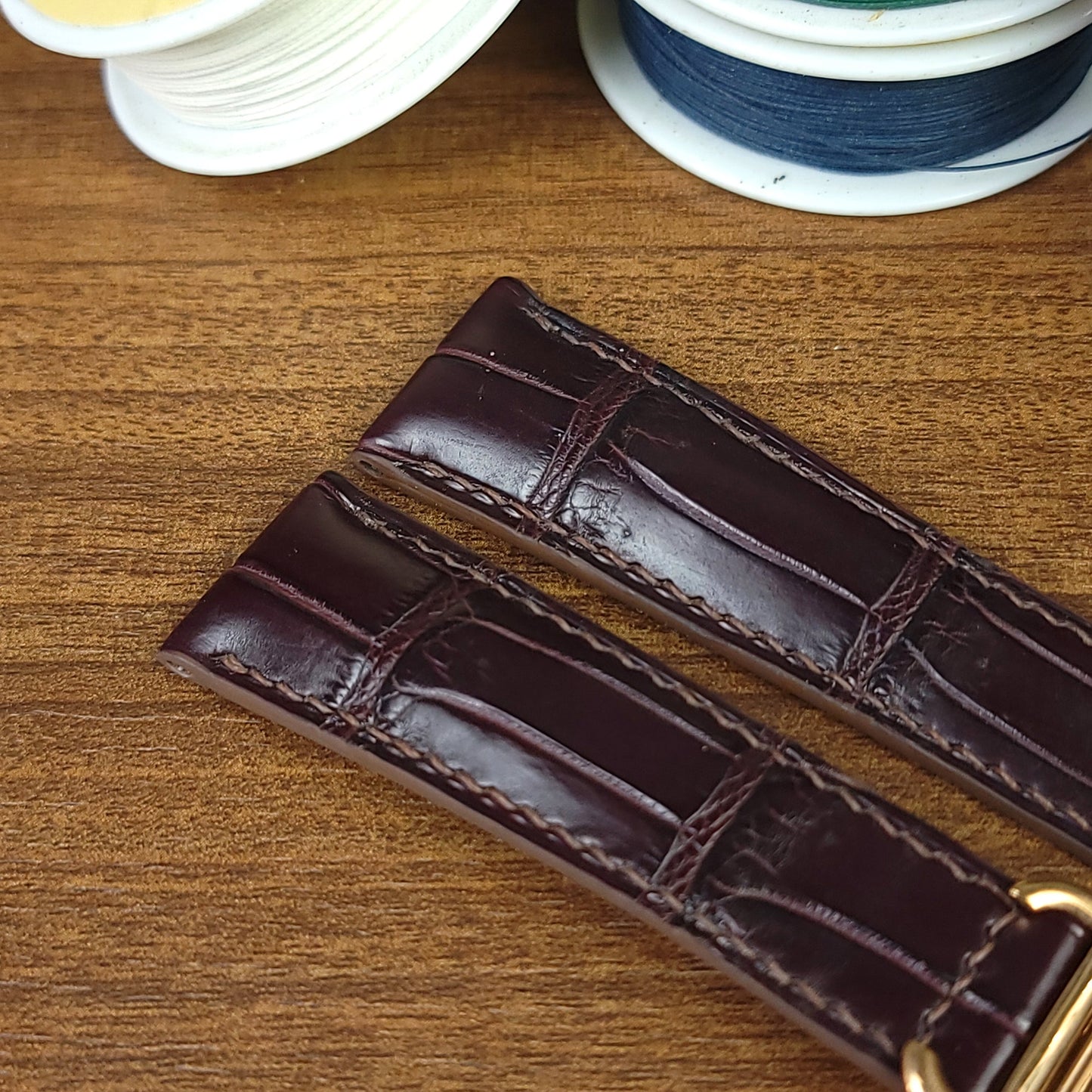 Custom Brown Genuine Alligator Leather Cartier Watch Strap - PVMH Leather