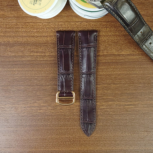 Custom Brown Genuine Alligator Leather Cartier Watch Strap - PVMH Leather