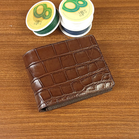 Custom Brown Genuine Alligator Leather Mens Wallets - PVMH Leather