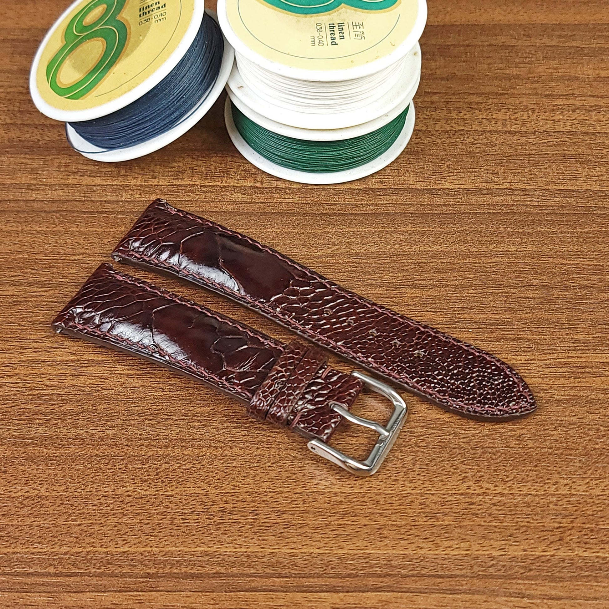 Custom Brown Genuine Ostrich Leather Watch Straps - PVMH Leather