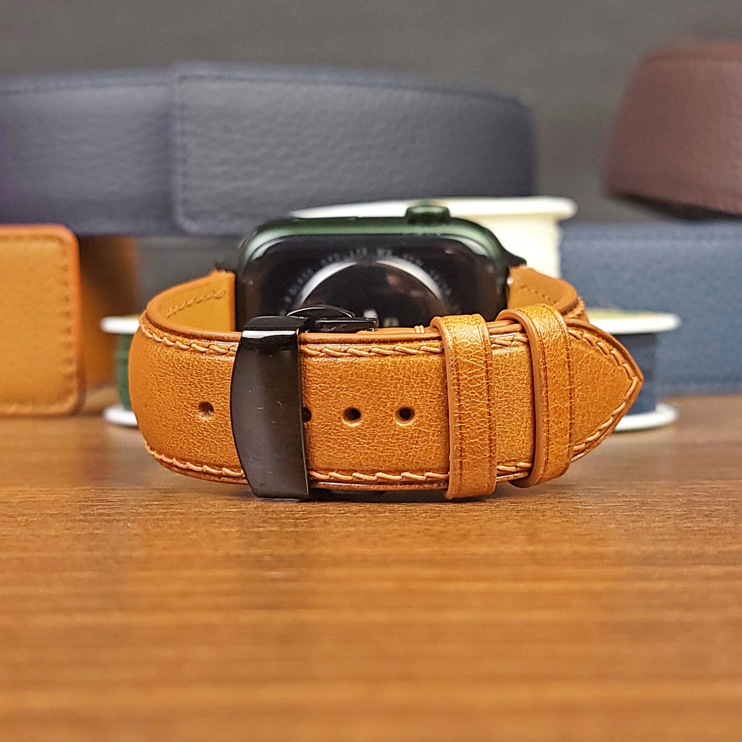 Custom Full Grain Yellow Vachetta Leather Apple Watch Bands - PVMH Leather