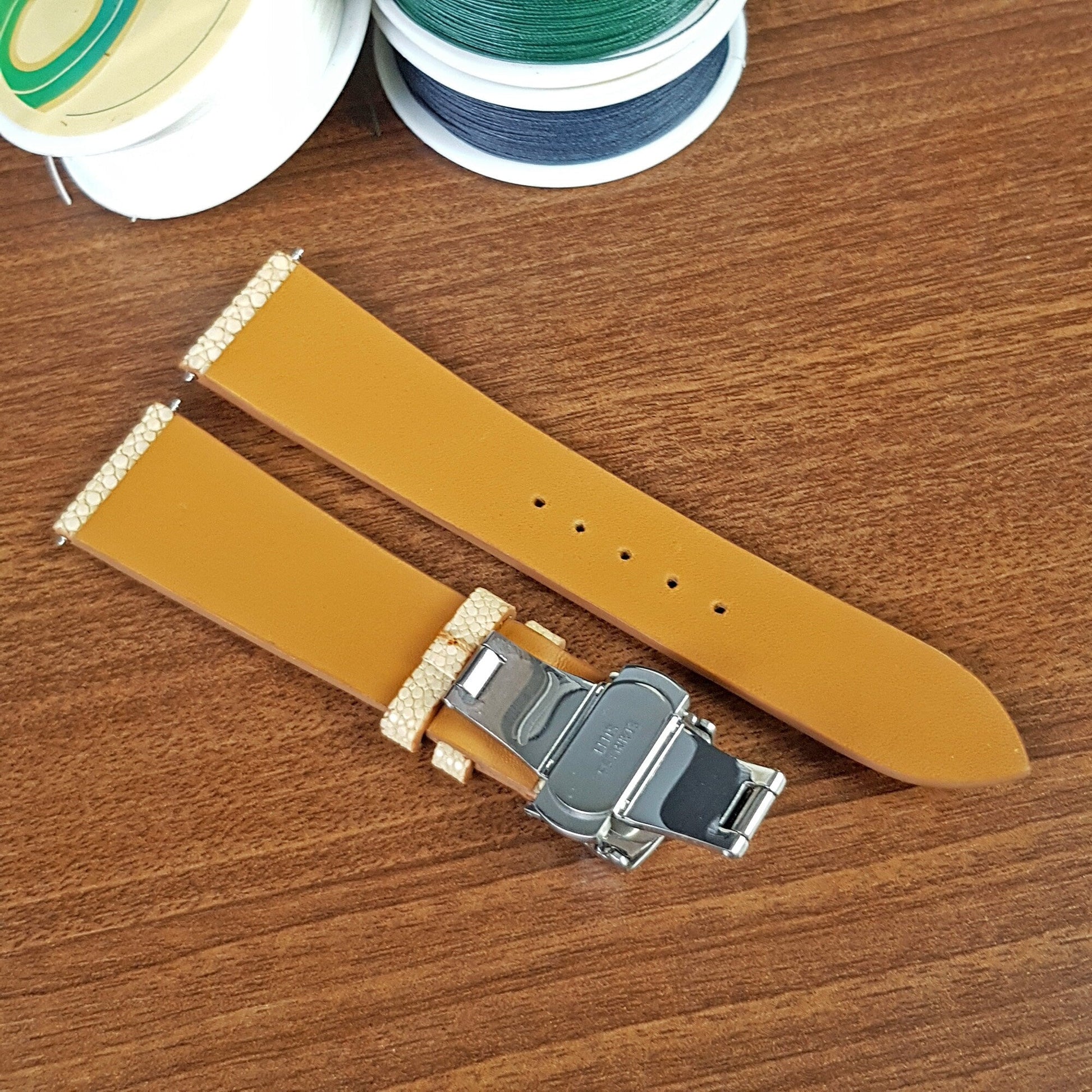 Custom Genuine Tan Stingray Leather Watch Strap - PVMH Leather