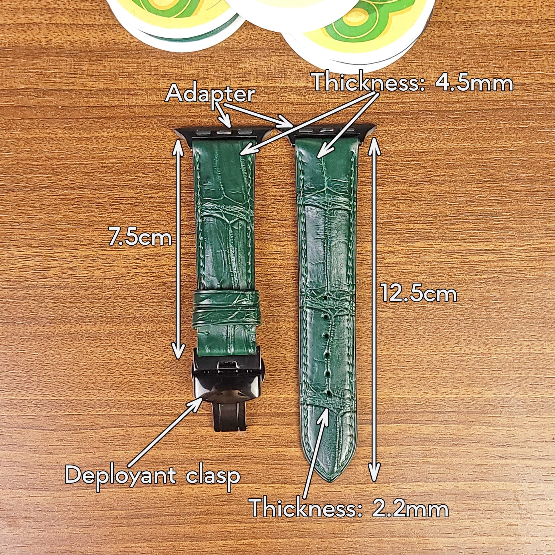 Custom Green Alligator Leather Apple Watch Bands - PVMH Leather