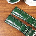 Custom Green Genuine Alligator Leather Watch Strap Quick Release Pin Bars - PVMH Leather