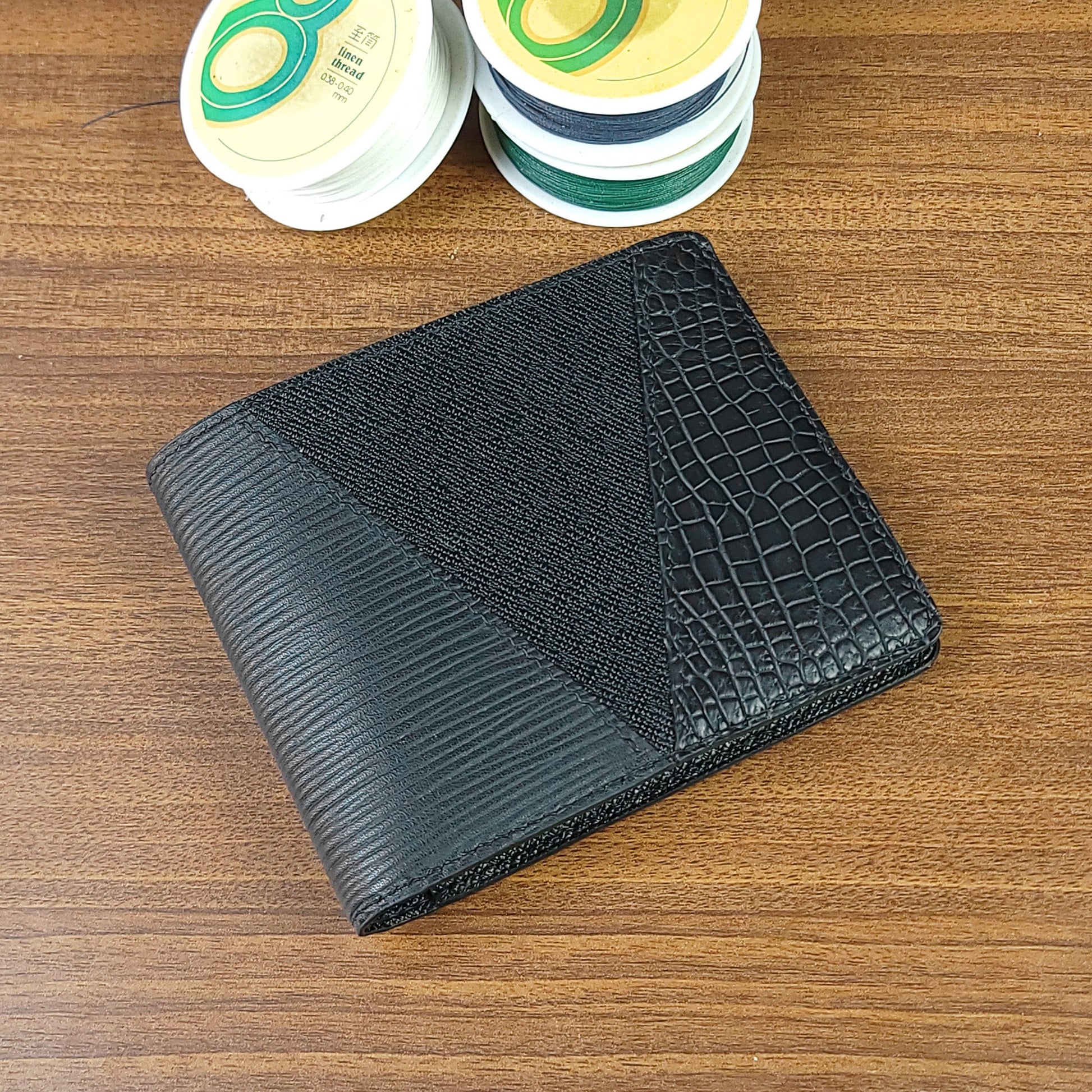 Custom Luxury Black Genuine Leather Mens Wallet - PVMH Leather