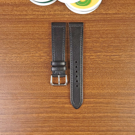 Custom Luxury Black Vachetta Leather Watch Bands - PVMH Leather