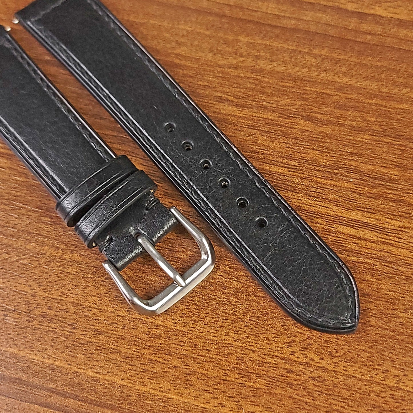 Custom Luxury Black Vachetta Leather Watch Bands - PVMH Leather