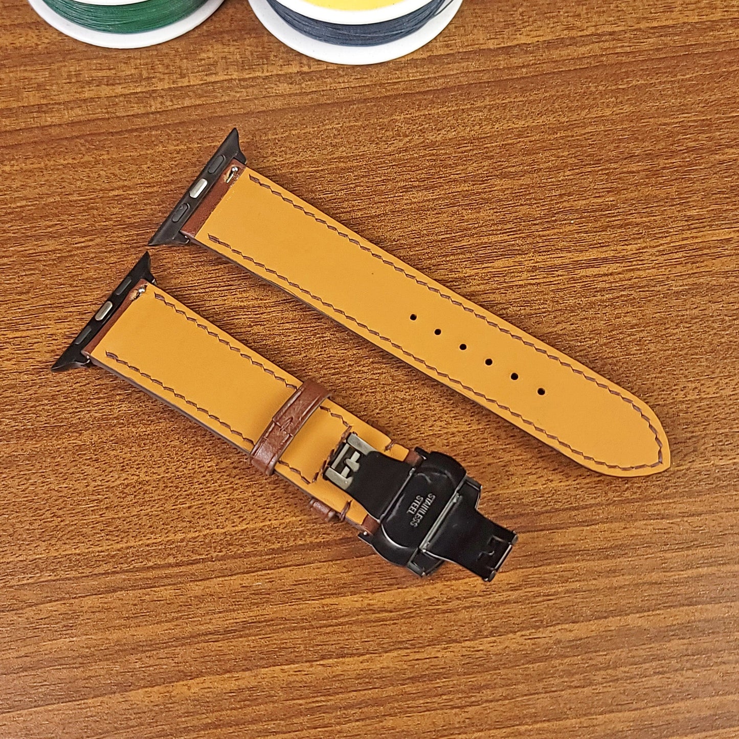 Custom Luxury Brown Vachetta Leather Apple Watch Straps - PVMH Leather