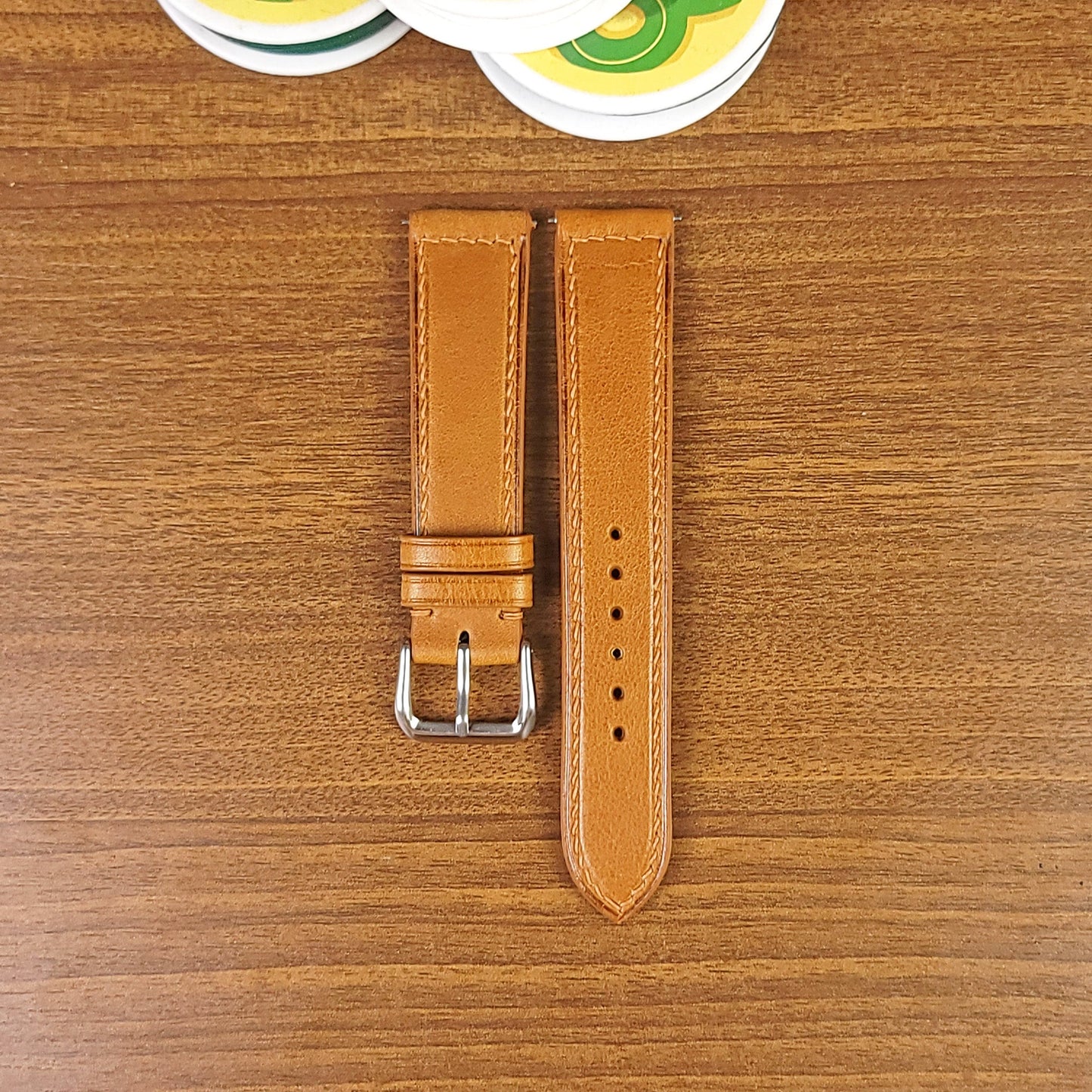 Custom Yellow Genuine Vachetta Leather Watch Straps - PVMH Leather