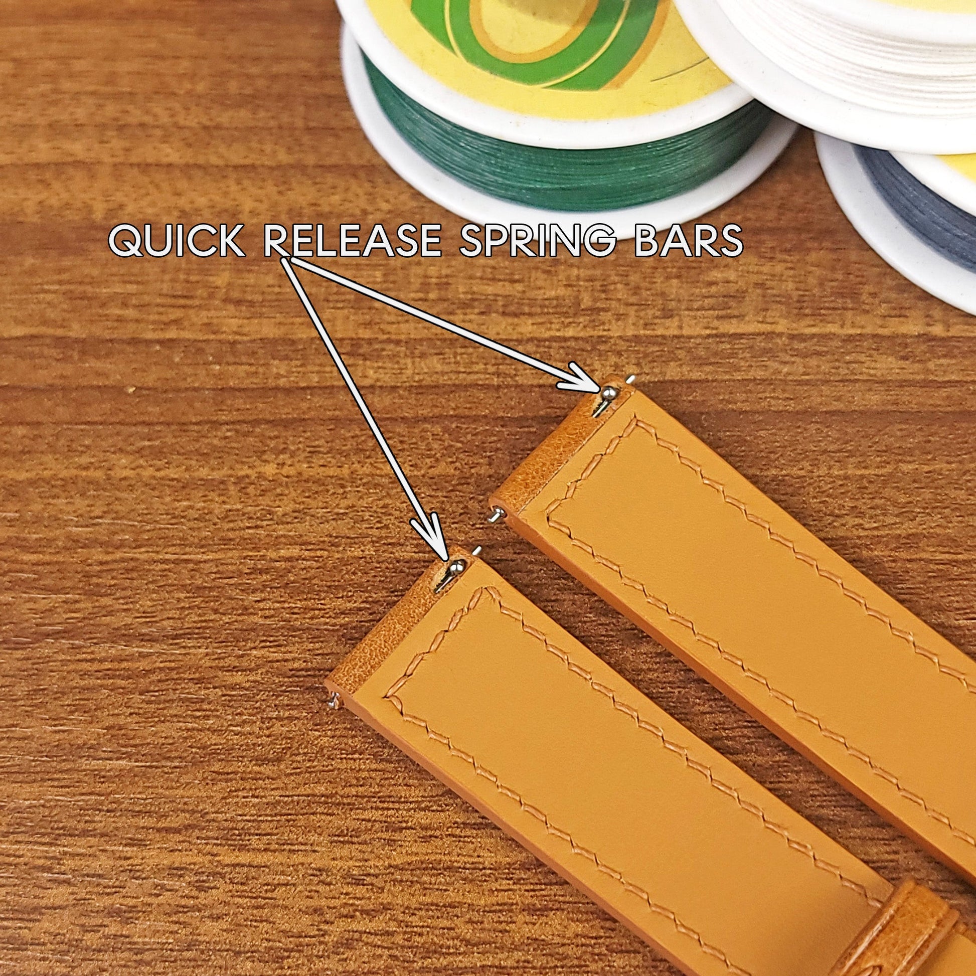 Custom Yellow Genuine Vachetta Leather Watch Straps - PVMH Leather