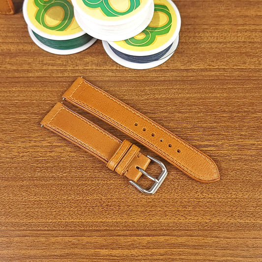 Custom Yellow Genuine Vachetta Leather Watch Straps - PVMH Leather