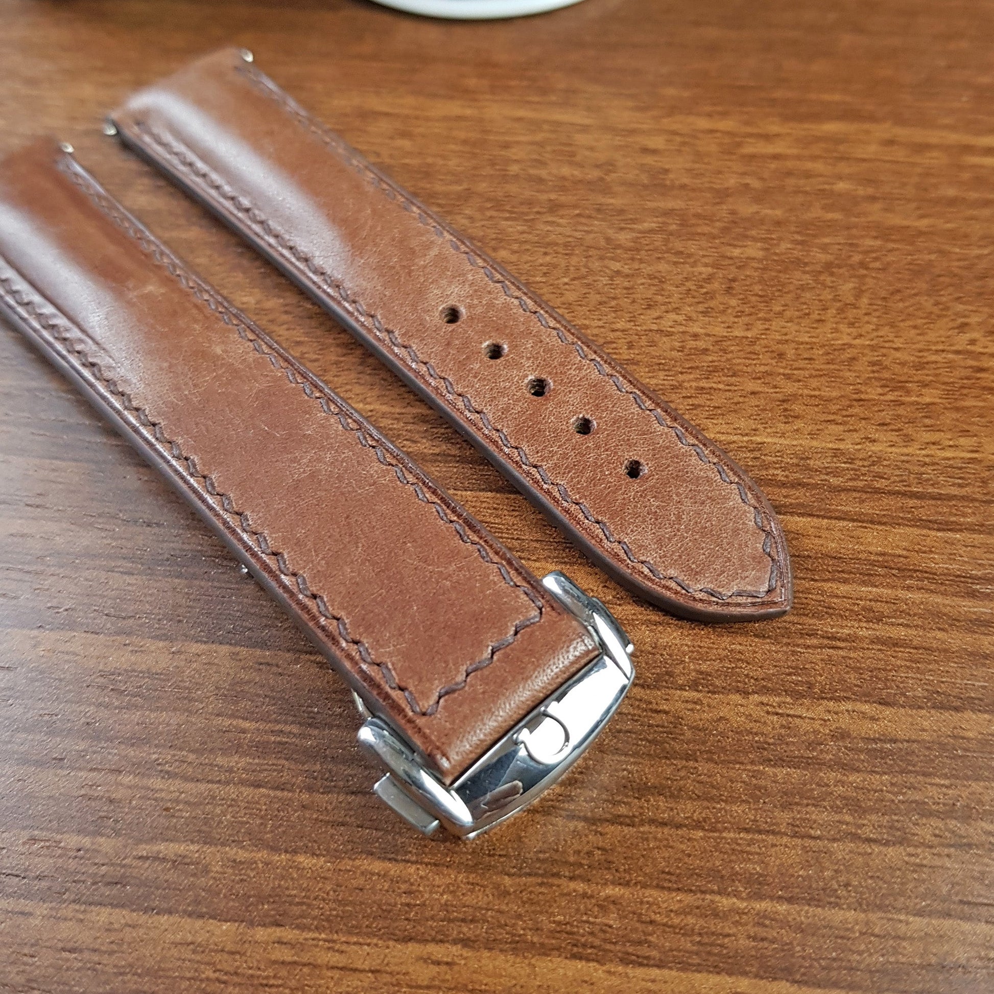 Full Grain leather Brown Pueblo Omega Watch Strap - PVMH Leather