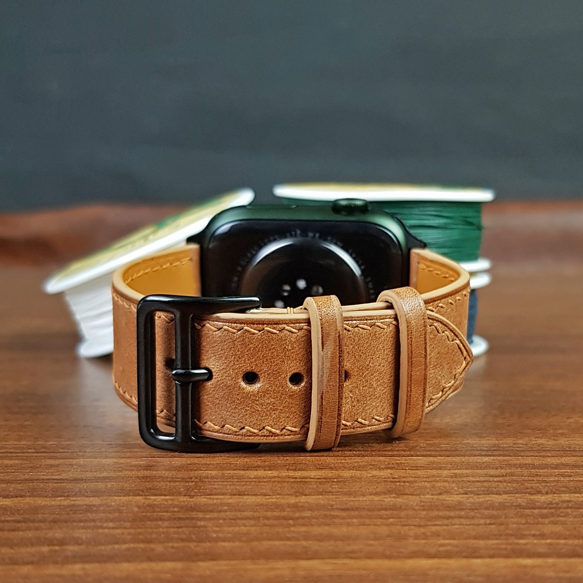 Full Grain Leather Yellow Pueblo Apple Watch Band - PVMH Leather