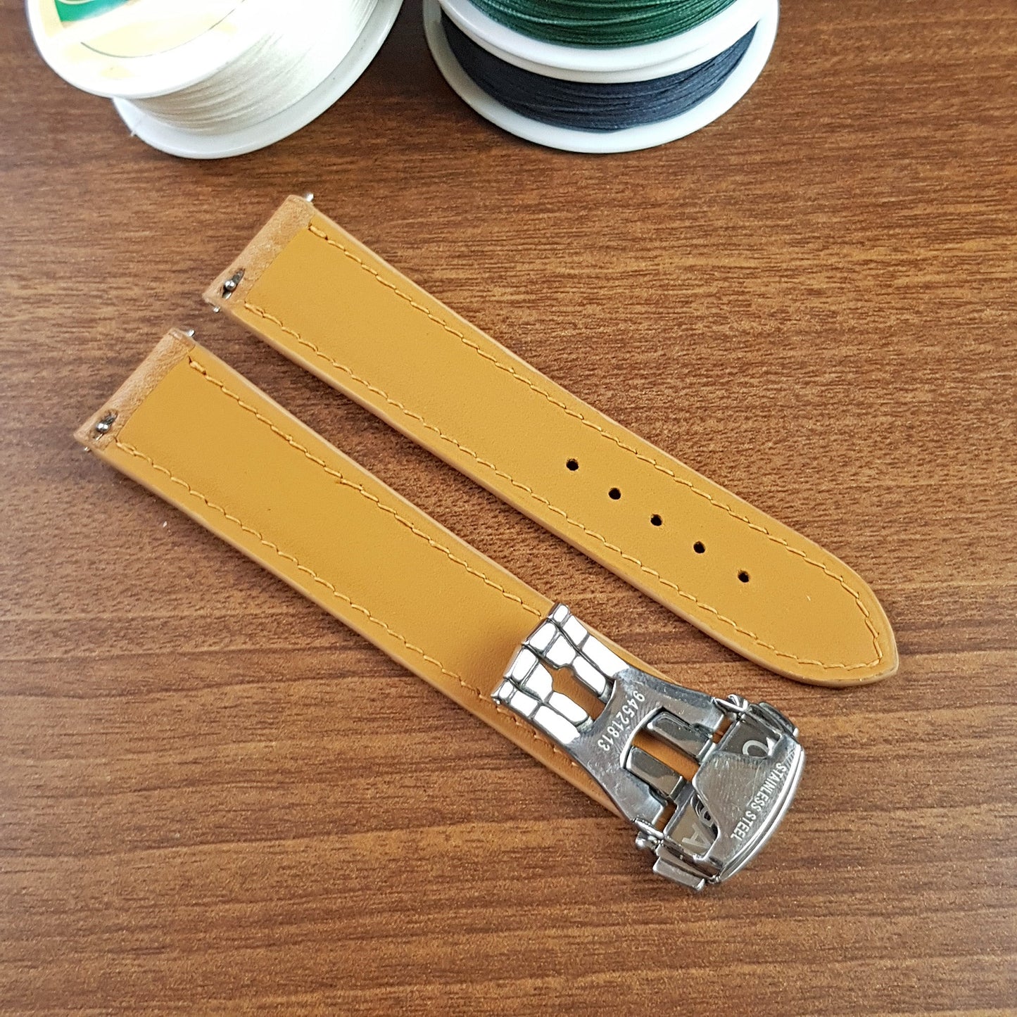 Full Grain Leather Yellow Pueblo Omega Watch Strap - PVMH Leather