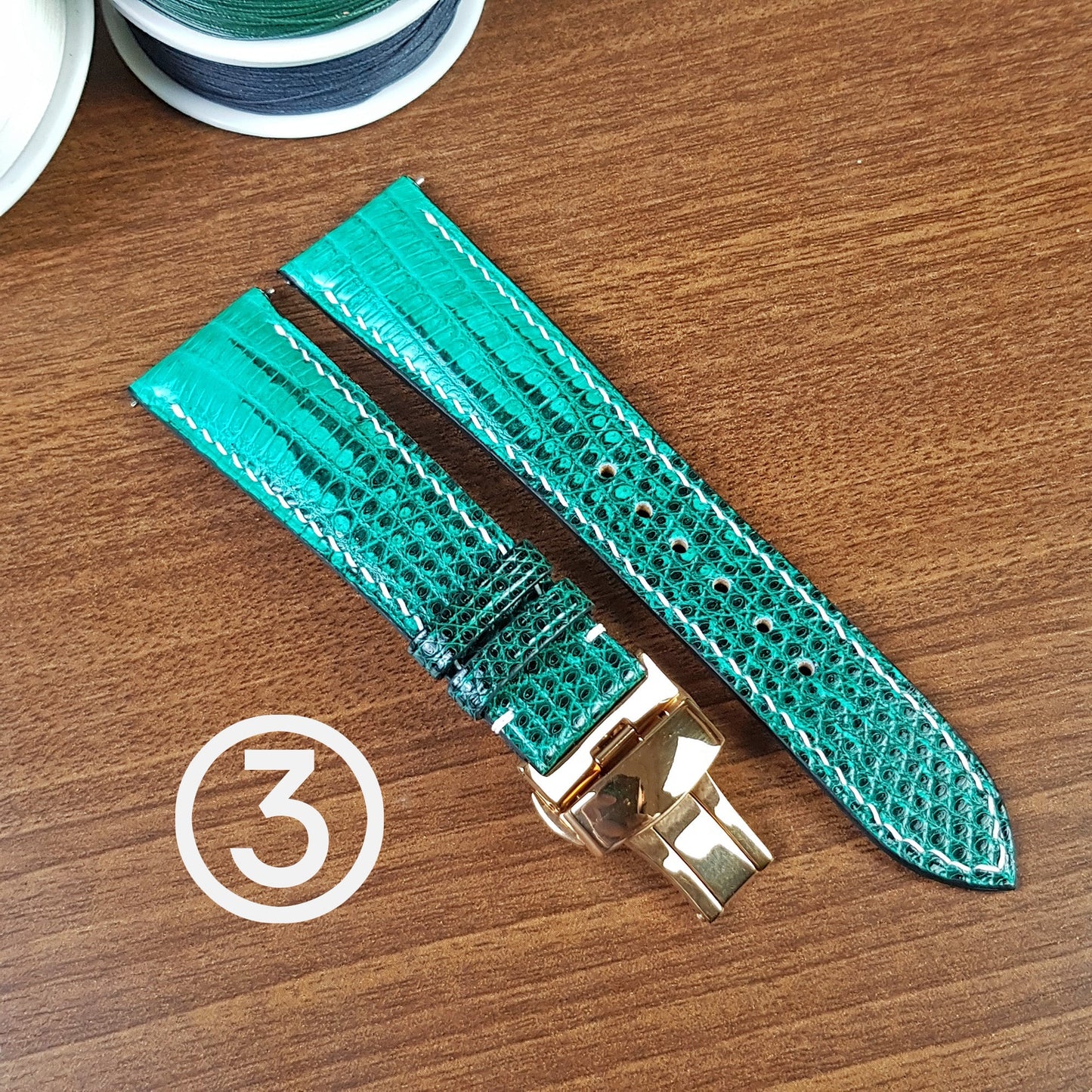 Green Genuine Lizard Leather Watch Bands - PVMH Leather