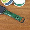 Green Genuine Ostrich Leather Apple Watch Straps - PVMH Leather