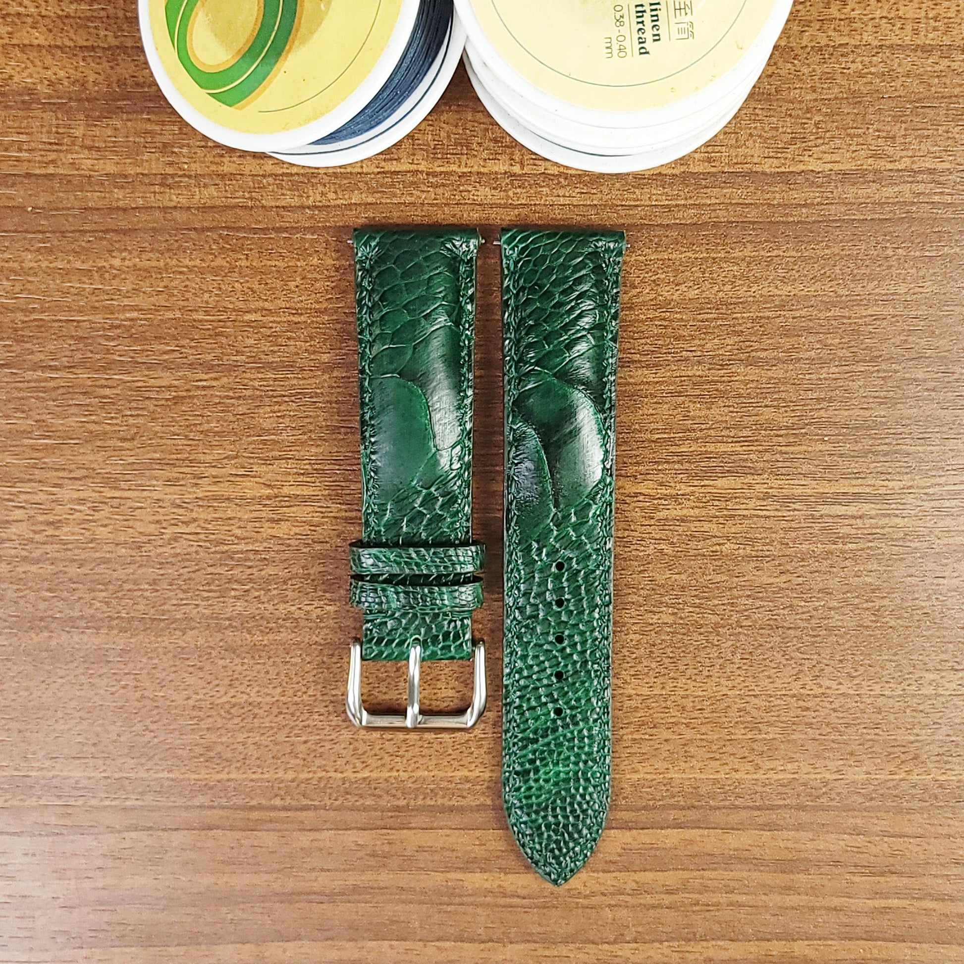 Green Genuine Ostrich Leather Watch Straps - PVMH Leather