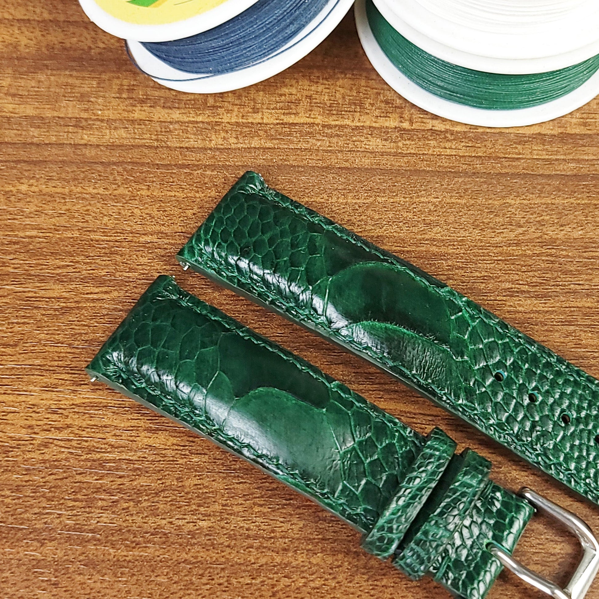 Green Genuine Ostrich Leather Watch Straps - PVMH Leather