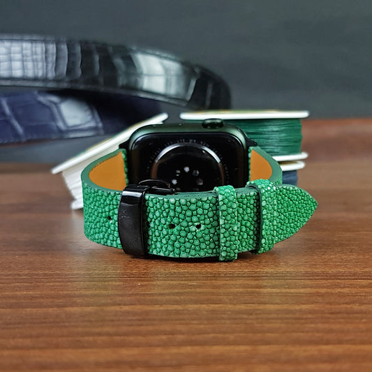 Green Stingray Leather Apple Watch Band - PVMH Leather