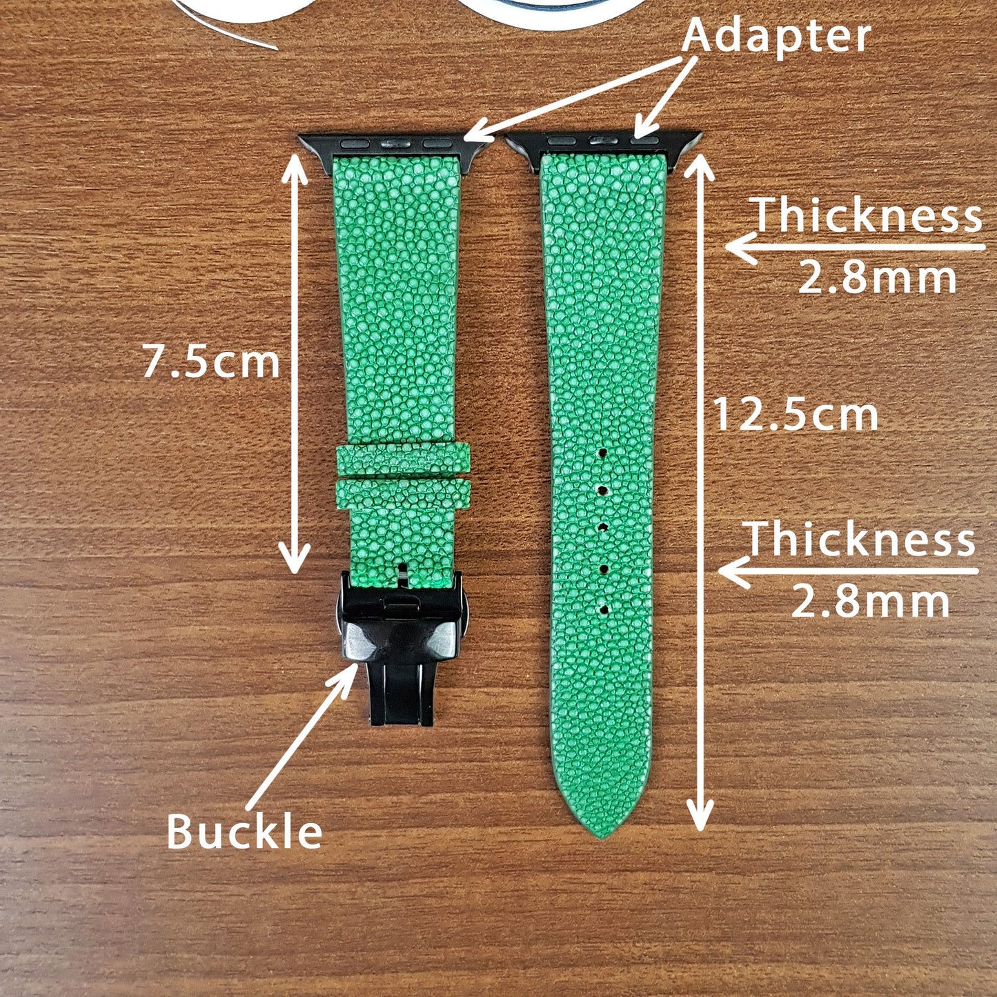 Green Stingray Leather Apple Watch Band - PVMH Leather