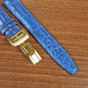 Handmade Blue Genuine Alligator Leather IWC Watch Strap With Clasp - PVMH Leather